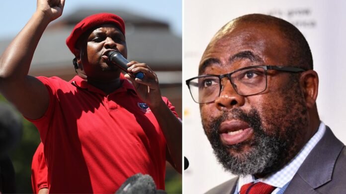 Floyd Shivambu and Thulas Nxesi EFF Shivambu Slams Nxesi Over Non-Payment of Pension Funds - The Times Post
