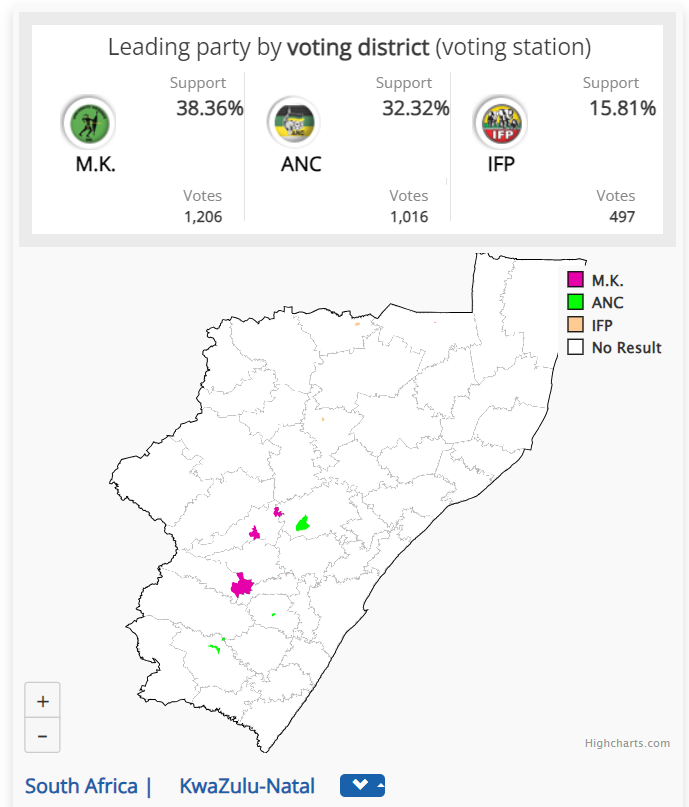 MK Leading in KZN MK Party Is Leading KwaZulu-Natal As First Batch Of Votes Comes In